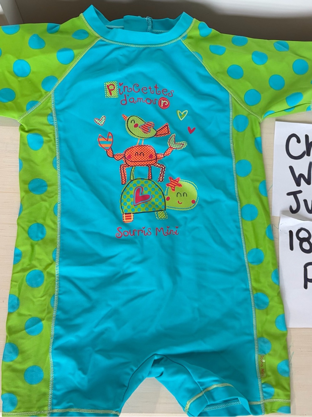 Souris Mini Turquoise & Lime Rashguard One-Piece Swim Suit